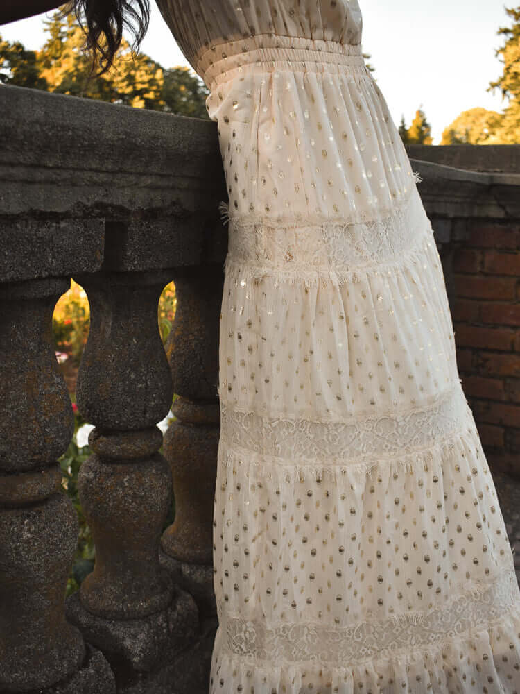 Genevieve Gold Dot Dress - Ivory - FINAL SALE