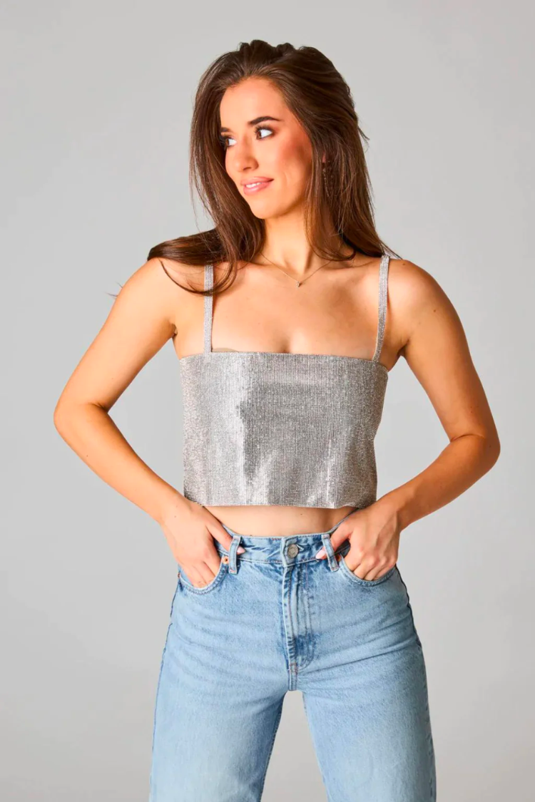 Girly Girl Rhinestone Crop Top - FINAL SALE