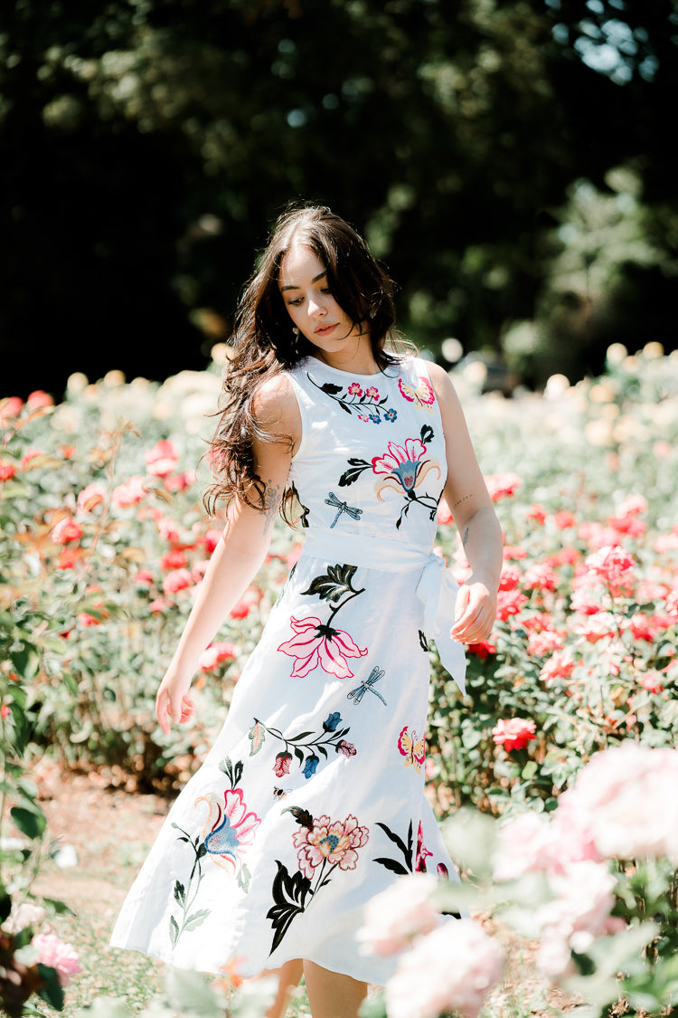 Gloriosa Floral Embroidered Midi Dress