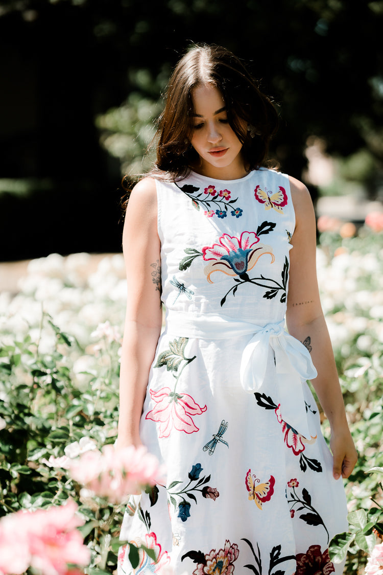 Gloriosa Floral Embroidered Midi Dress