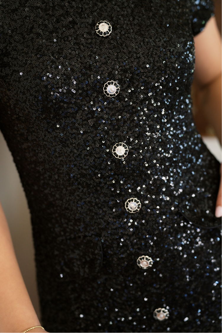 Gramercy Black Sequin Mini Shirtdress - FINAL SALE