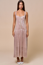 Gwyneth Sequin Midi Dress - Nude/ Pale Pink