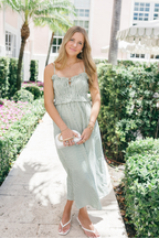 Hampton Green and White Stripe Midi Dress - FINAL SALE