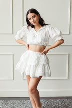 Kent White Ruffle Skirt Set - FINAL SALE