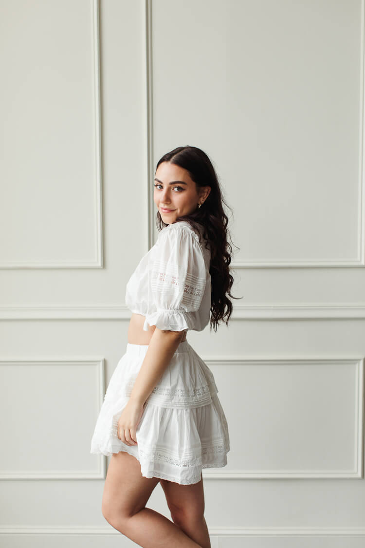 Kent White Ruffle Skirt Set - FINAL SALE