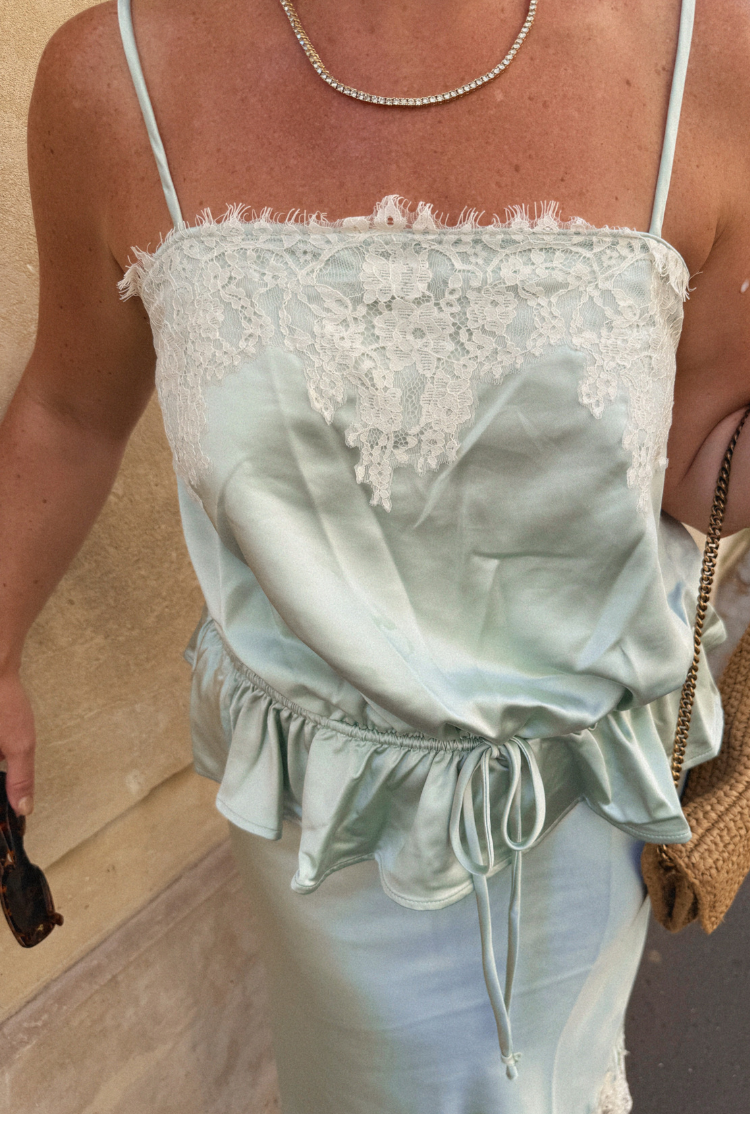 Le Soir Satin Lace Camisole Top