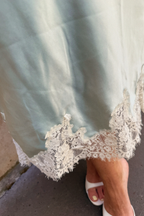 Le Soir Satin Lace Midi Skirt