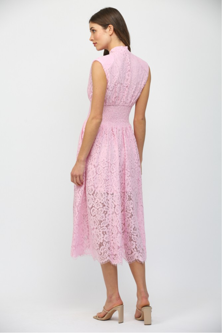 Lille Pink Lace Midi Dress