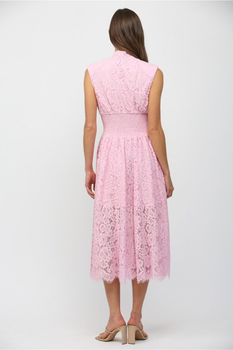 Lille Pink Lace Midi Dress
