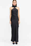 Magdalena Polka Dot Maxi Dress with Neck Scarf