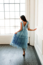 Mare Tiered Blue Tulle Midi Dress - FINAL SALE