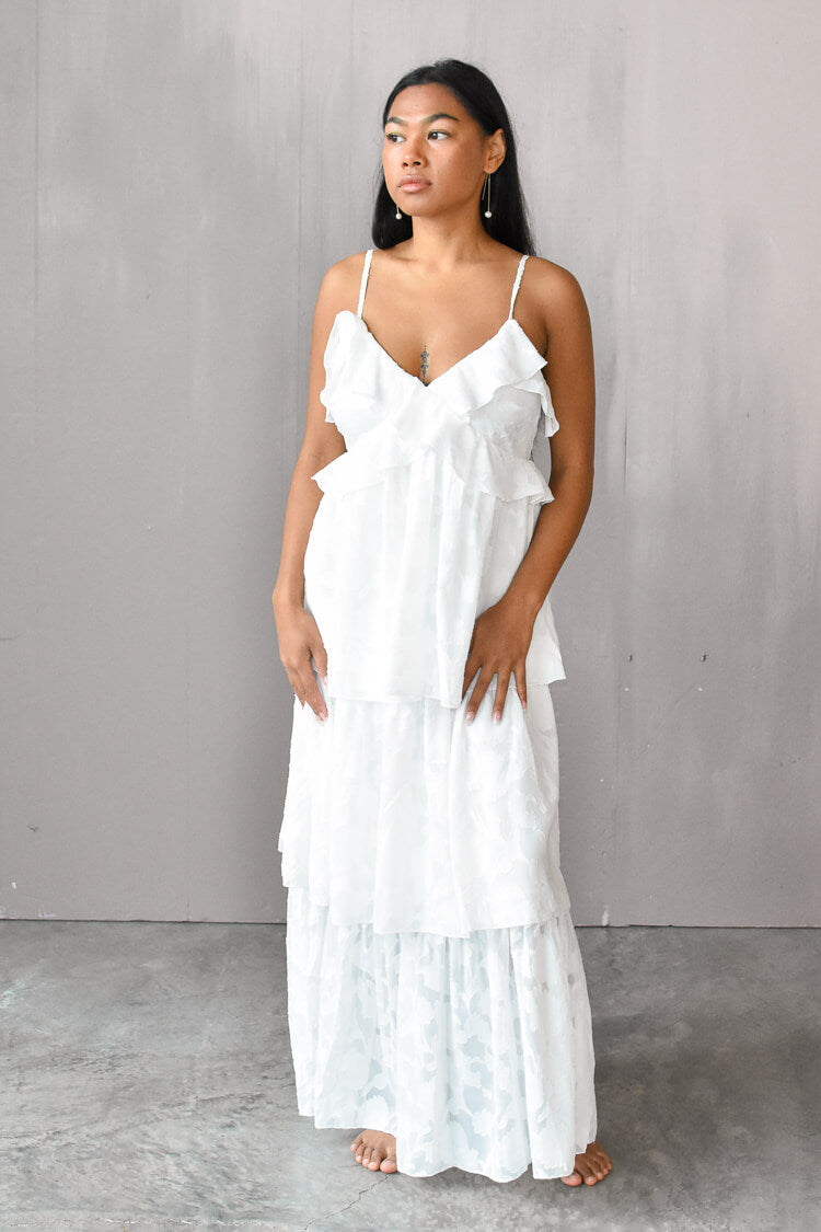 Marie White Tiered Maxi Dress - FINAL SALE