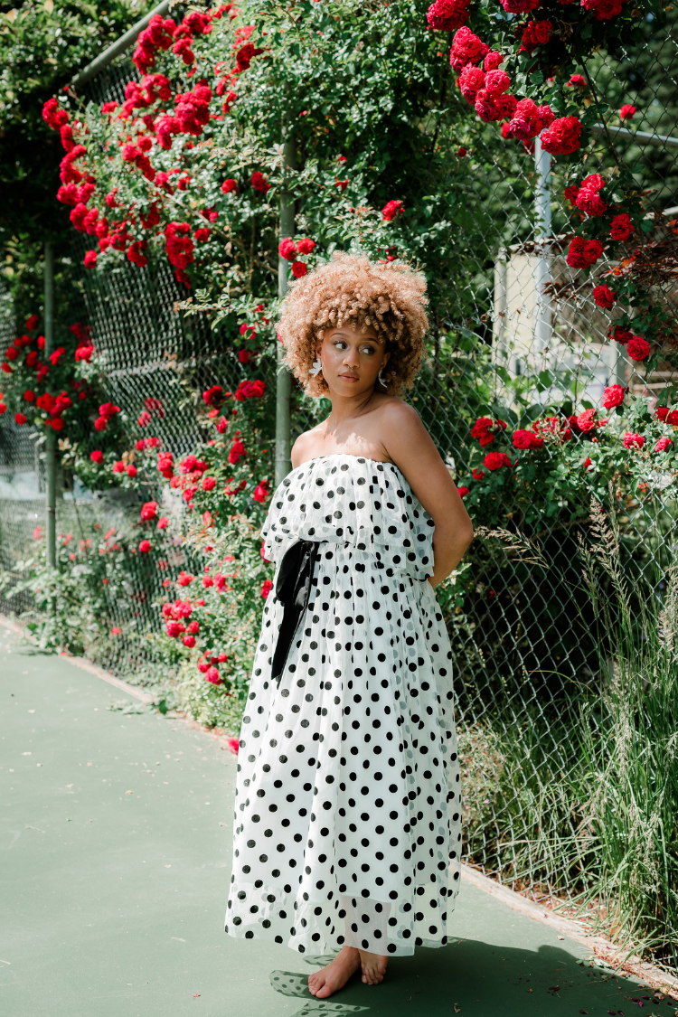 Marne Polka Dot Strapless Midi Dress - FINAL SALE