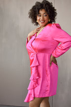 Minnie Pink Silky Wrap Mini Dress - FINAL SALE