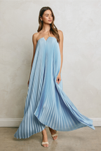 Moonlit Pleated Maxi Dress - Ice Blue
