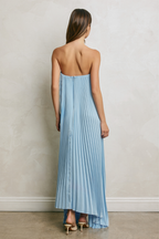 Moonlit Pleated Maxi Dress - Ice Blue