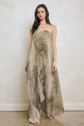 Moonlit Pleated Maxi Dress - Desert Palm