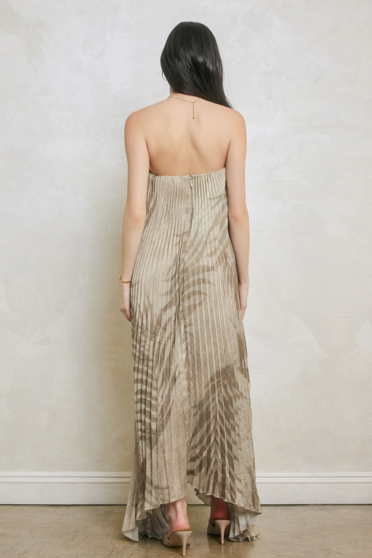 Moonlit Pleated Maxi Dress - Desert Palm