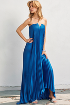 Moonlit Pleated Maxi Dress - Sapphire