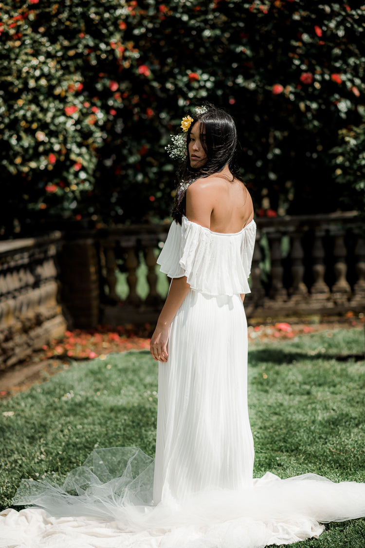 Naomi White Pleated Maxi Dress