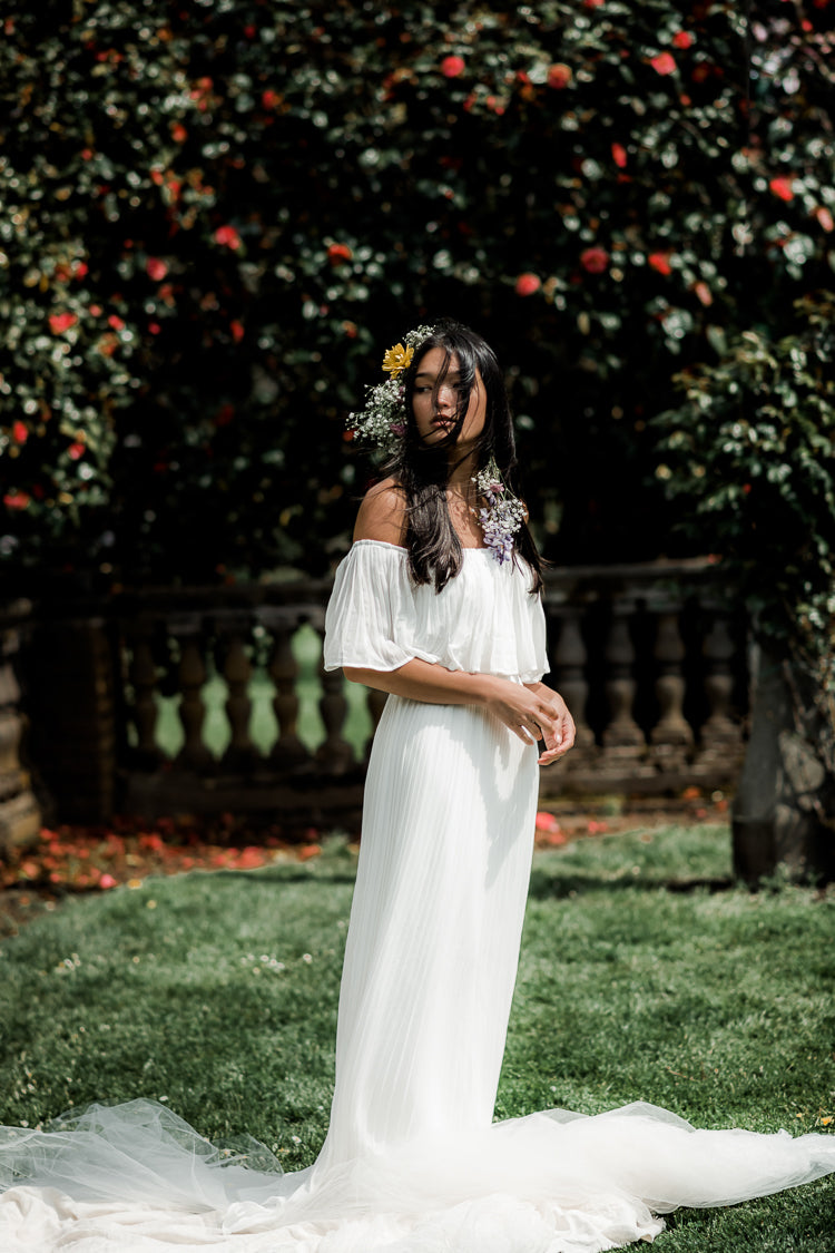 Naomi White Pleated Maxi Dress