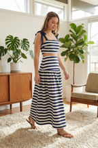 Nautico Striped Skirt Set - Navy/ White