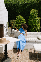 Naxos Blue One Shoulder Cut-Out Midi Dress