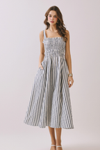 Newport Navy and White Striped Dress