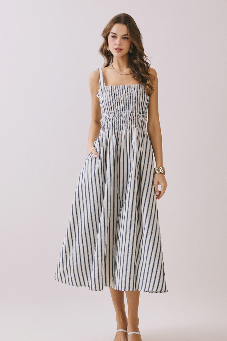 Newport Navy and White Striped Dress