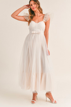 Orsay Flutter Sleeve Maxi Dress - Cream