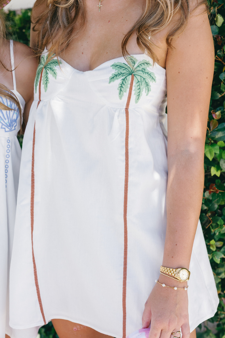 Palmera Embroidered Palm Mini Dress