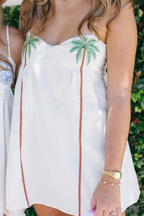 Palmera Embroidered Palm Mini Dress