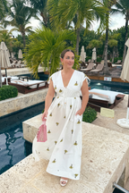 Paloma Palm Embroidered Midi Dress