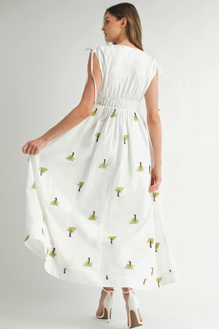 Paloma Palm Embroidered Midi Dress