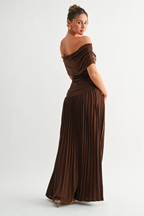 Pia Off the Shoulder Maxi Dress - Chocolate Brown - FINAL SALE