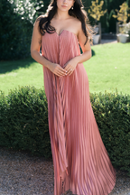 Moonlit Pleated Strapless Maxi Dress – Dusty Rose Hazel