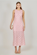 Pink Textured Midi Dress