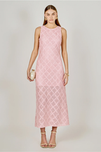 Pink Textured Midi Dress