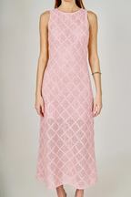 Pink Textured Midi Dress