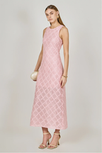 Pink Textured Midi Dress
