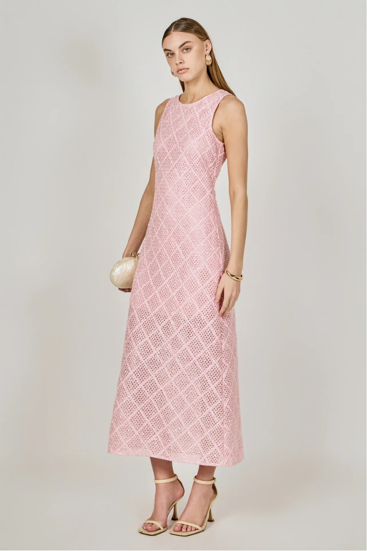 Pink Textured Midi Dress