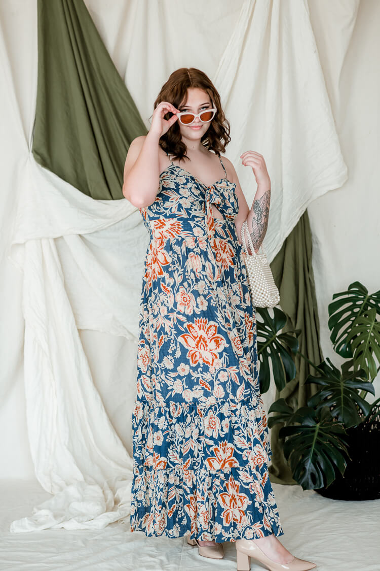Mari Teal Floral Maxi Dress - FINAL SALE