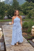 Capri Sky Blue Ruffle Maxi Dress