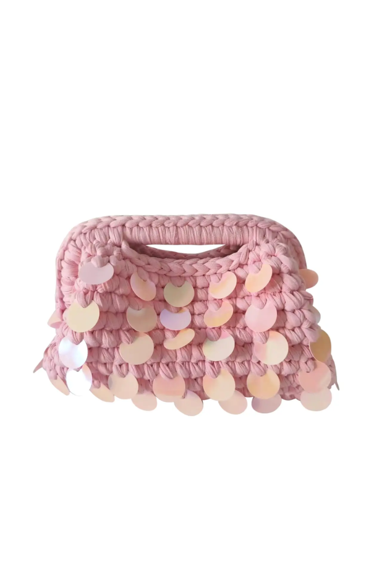 Tropez Woven Sequin Bag - Pink