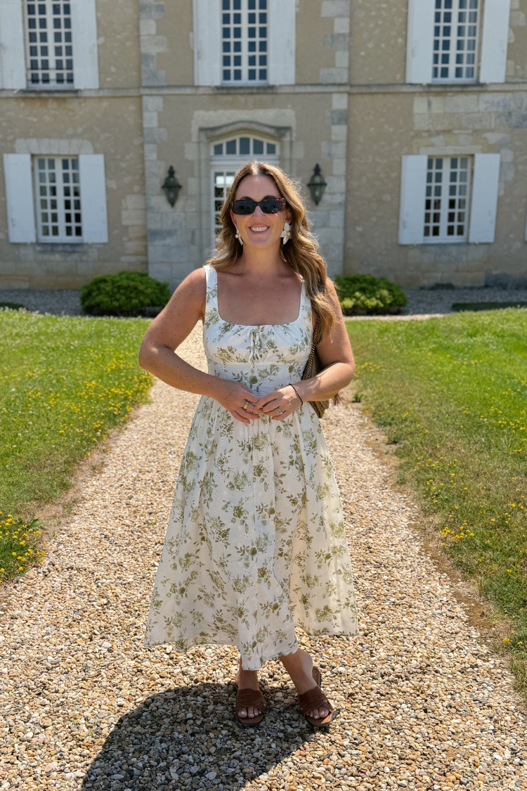 Olive Blossom Eyelet Midi Dress