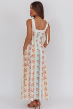 Rosette Stripe Corset Midi Dress
