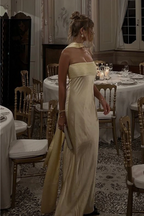 Elsa Butter Yellow Maxi Dress with Neck Scarf
