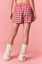 Red and White Checked Merry Pajama Shorts