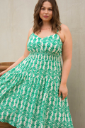 Remy Green and White Print Midi Dress - FINAL SALE