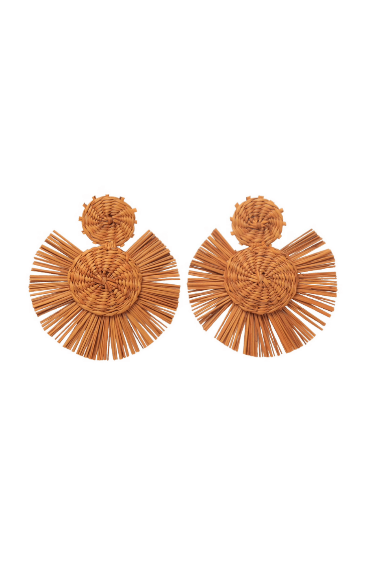 Rosario Iraca Palm Earrings - Orange